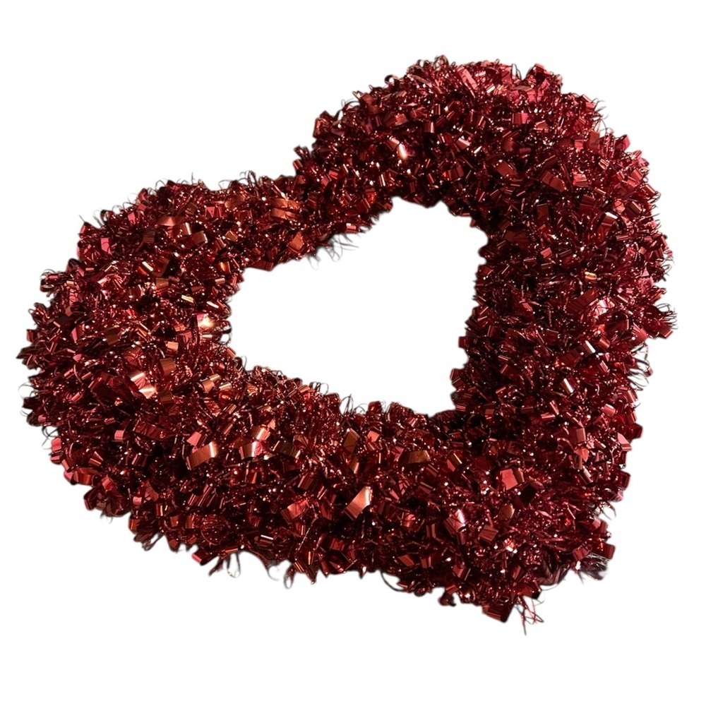 Red Heart Tinsel Wreath